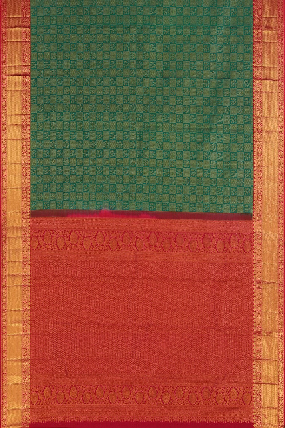 Image of Kanchipattu Teal Green Brocade Luminous Sheen Saree